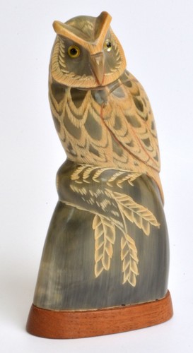 Hand carved buffalo horn - buffalo,