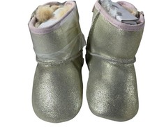 Ugg childrens Metallic Gold boots Pink Ribbon Sheepskin Lining sz 4/5 girls