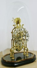 Quality Antique English Single Fusee Passing Strike Skeleton Clock Under Dome