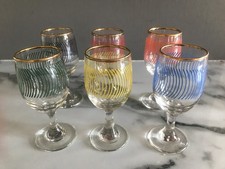 Vintage Sherry / Port Glasses x 6 - Gilt Edge