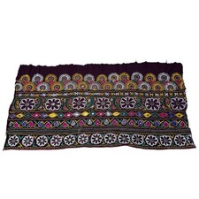 Vintage Traditional Indian Kutch Embroidery Mirror Work Wall Hanging 31x59 BOHO