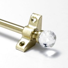 13 X Satin Brass Stair Rods - 3/8" x 28.5" - Simplicity -  Crystal Finial