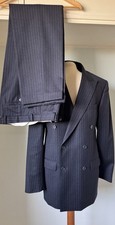 DAKS 2 Piece Double Breasted suit, size 38” Jkt, 32” trousers, Navy Pinstripe