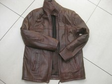 VINTAGE leather JACKET highwayman  38 40 coat ladies 16 14 distressed relaxed
