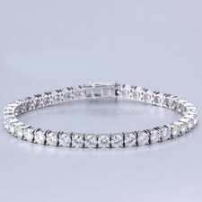 10 TCW Round Lab Created Moissanite Tennis Bracelet In 14k white gold Plated
