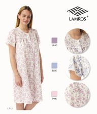 LAMROS LADIES BUTTON THROUGH FLORAL DESIGN COMFORTABLE POLYCOTTON NIGHTDRESS
