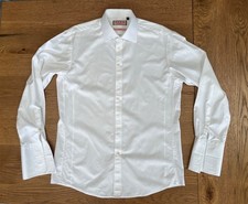 THOMAS PINK Men's White Double Cuff Dress Shirt, 16.5" (42cm), SLIM FIT