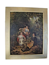 W.F.Witheringto Antique Oil painting The Hop Garden 19th century Good Condition