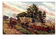 Lancashire. Old Cottages at