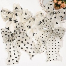 Ladies Girl Large Bow Ribbon Barrettes Steel Hairpin Satin Hair Clip Party Dance