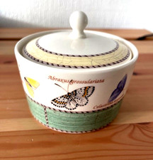 Wedgwood Sarah’s Garden Sugar Bowl  + Lid Pot Butterfly 1997 Green Vintage Queen