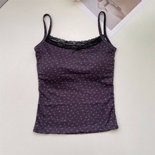 Floral Tops Lace Flower Print Camis Elegant Short Tank Tops Sexy Vest  Lady