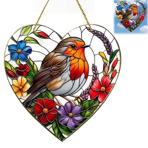 Charming large robin - large, stained