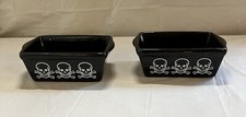 2 Black Ceramic Skull & Cross