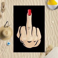 Ladies Swearing Finger Black Microfibre Beach Towel Funny Joke Gift Beach  