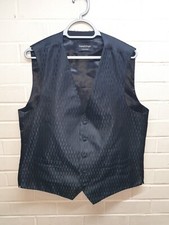 Taylor & Wright Men's Black Geo Striped Formal Waistcoat Size Large