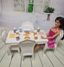 1/6 Scale Dolls House Miniatures Plastic Dining Table Chair Furniture Accessory