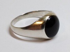 Size V & 1/2 Sterling Silver 925 ring black stone mens ladies vintage signet