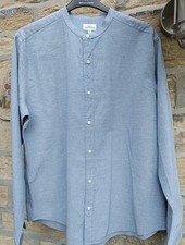 Grandad Style Shirt By Next. Blue/ White Pinstripe Size XL