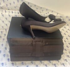 Phase Eight UK6 dark brown satin peep toe shoes and matching bag - worn once
