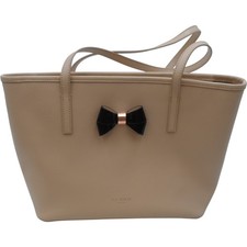 Ted Baker Beige Leather Tote Bag with Bow Accent
