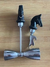 Bakelite/Resin Horse Head Black Cocktail  Bar  1970s Bottle opener  & measure  