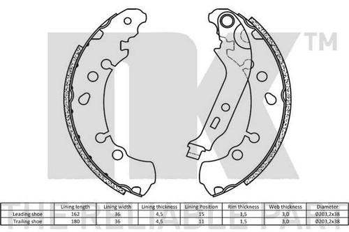 Brake shoe set rear - set,