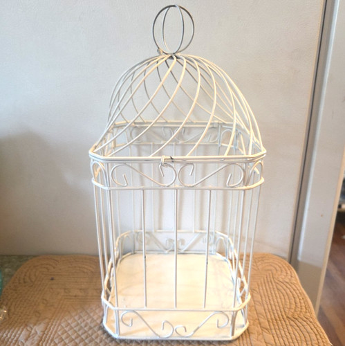 White bird cage metal - white,