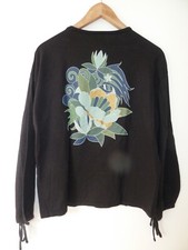 ZARA TRAFALUC black BACK FLORAL PRINT top with ties Size M Size 12