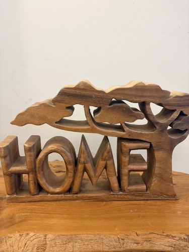 Carved wooden home sign tree - wooden,