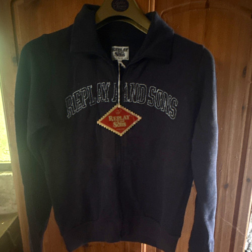 Replay navy full zip hooded - replay,
