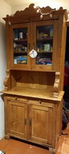 Lovely Antique Pine Dresser Glass Top Cupboards And Drawers And Key