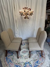 Tweed Rattan Set of 4 Dining Chairs Antique Style Dining Chairs Interior Design