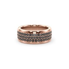 14k Solid Gold & Black Diamond 3 Rowed Pave Twist Ring