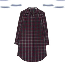 Ex Women's Shirt Dress - Cordury Long Sleeve Check Plum