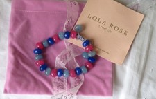 LOLA ROSE friendship style bracelet -raspberry/ice blue/royal blue-new in pouch