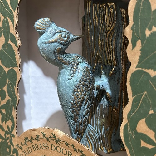 Woodpecker door knocker - door, flora