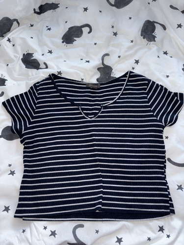 Navy and white striped short