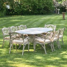 Antique Champagne "Moreville" 8-Seater Garden Furniture Dining Table & Chair Set