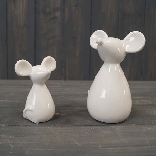 White ceramic mouse - white,