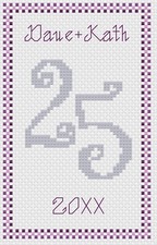 Silver Wedding Number Anniversary Cross Stitch Card Kit or Pattern by Florashell