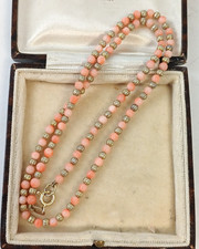 Vintage .925 Sterling Silver Angel Skin Coral & Gold Washed Silver Necklace