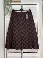 Ladies Tartan Flare Midi Midaxi Skirt Fits 18 Pull On Elastic Waist Country