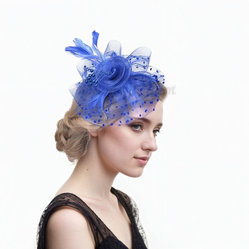 Royal ascot feather fascinator - royal,