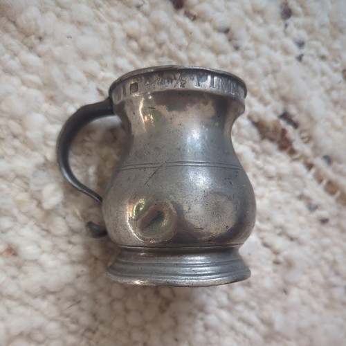 Pewter tankard half pint mug - half,