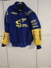 Unisex Adults Rally Racing Subaru Racing Jacket Embroidery Cotton Padded Blue