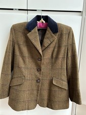 Maids Caldene Brown Tweed Check Riding Jacket Size 32 Pure Wool
