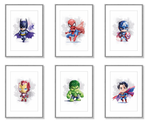 Superheroes set posters - of,