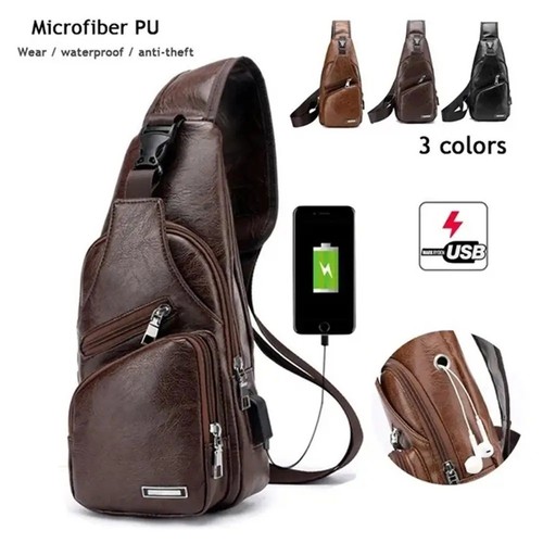 Mens genuine leather chest bag - mens,