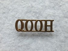 QUEENS OWN OXFORDSHIRE HUSSARS BRASS SHOULDER TITLE BADGE